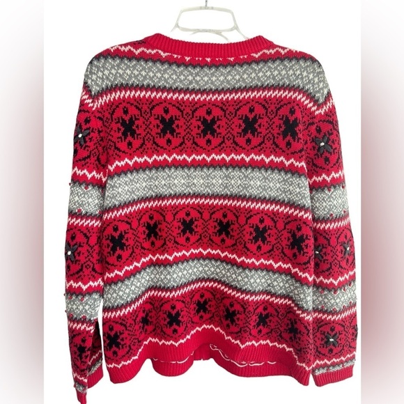 Vintage B. Moss X-Large Cardigan Sweater 3D FairIsle Nordic Print CabinCore Y2K - Picture 3 of 12